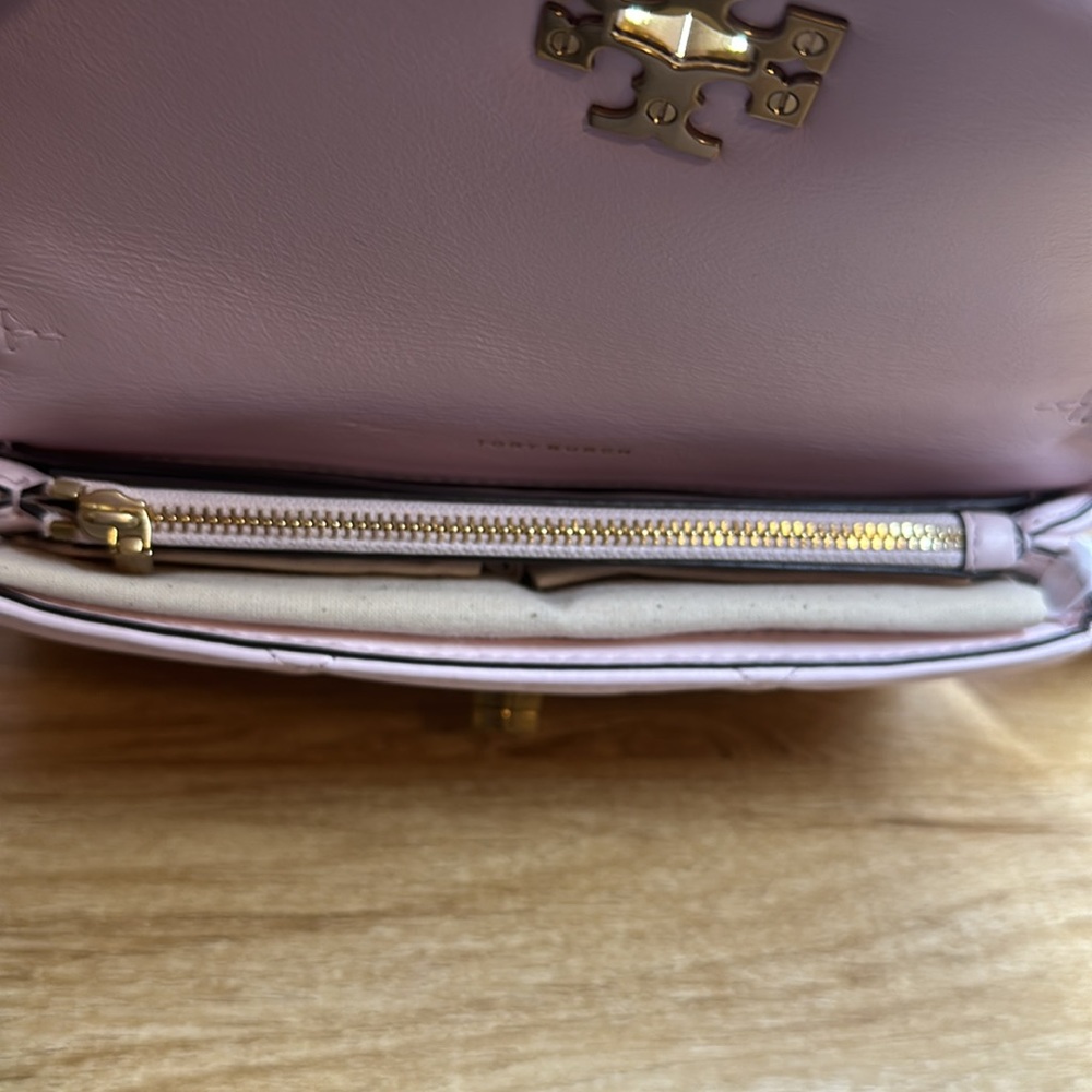 New Tory Burch Kira Diamond Quilted Napa Leather Mini Flap Bag in Rose Salt Pink - Picture 7 of 9